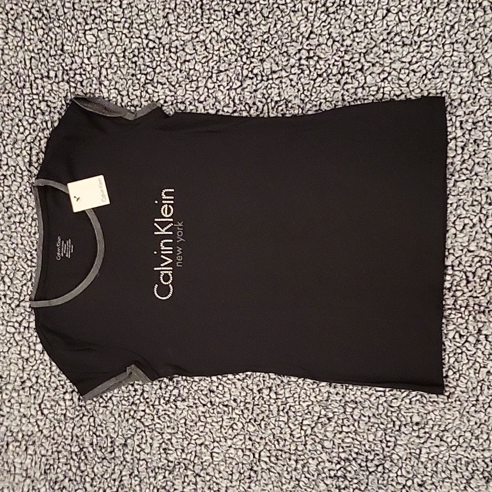 Calvin Klein Black Applique T-Shirt Short Sleeve Women Size S NWT